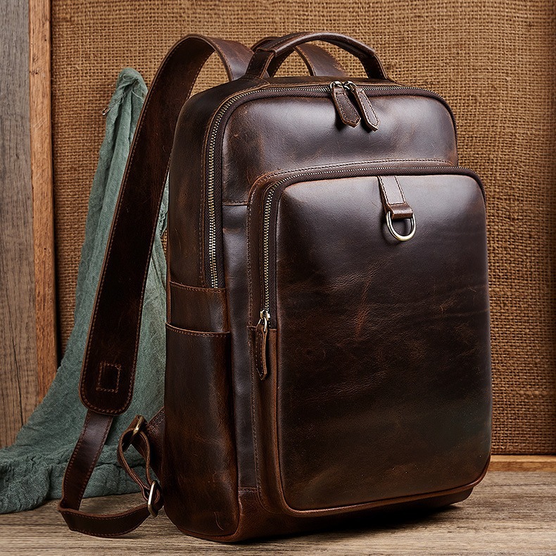 Men's Top Grain Waxed Leather  - Leather Backpack Vintage avaliação e preço