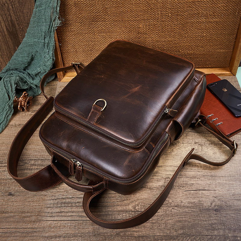 Men's Top Grain Waxed Leather  - Leather Backpack Vintage avaliação e preço