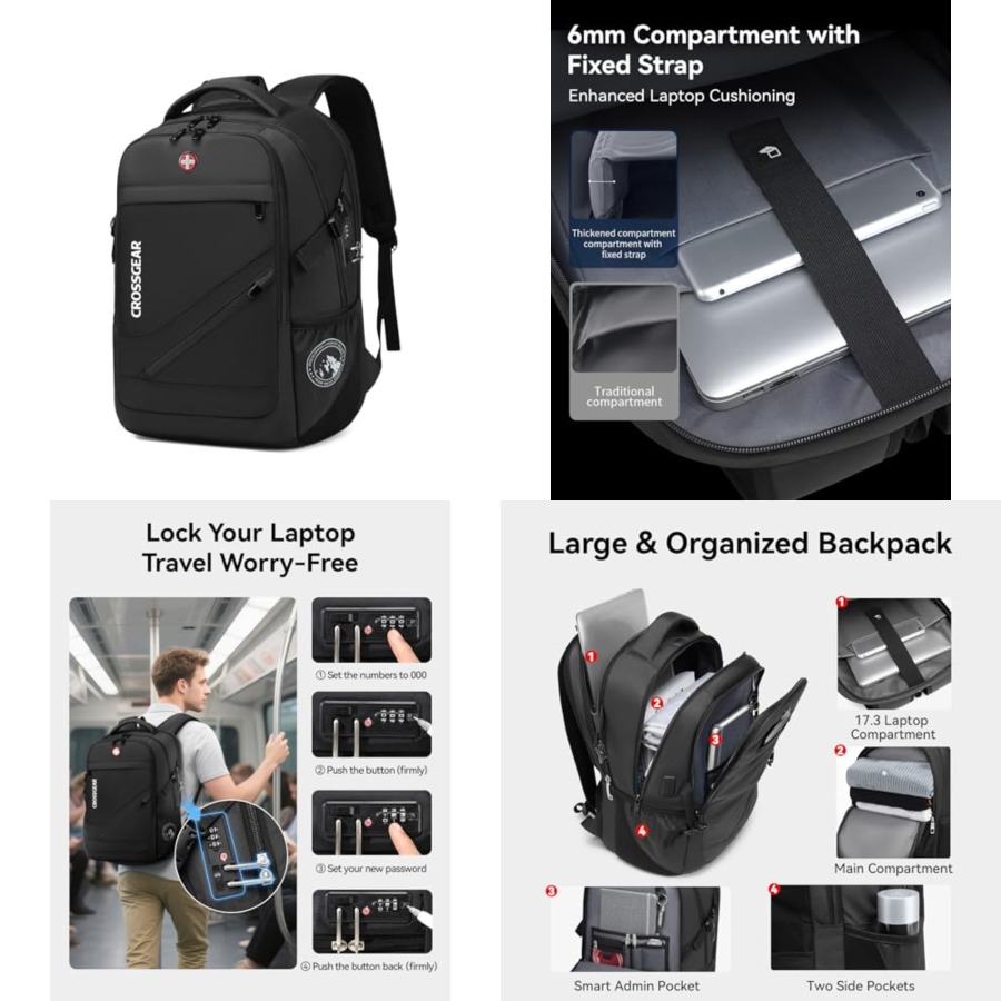 17.3'' Laptop Backpack for Men - Travel Backpack Anti Theft avaliação e preço