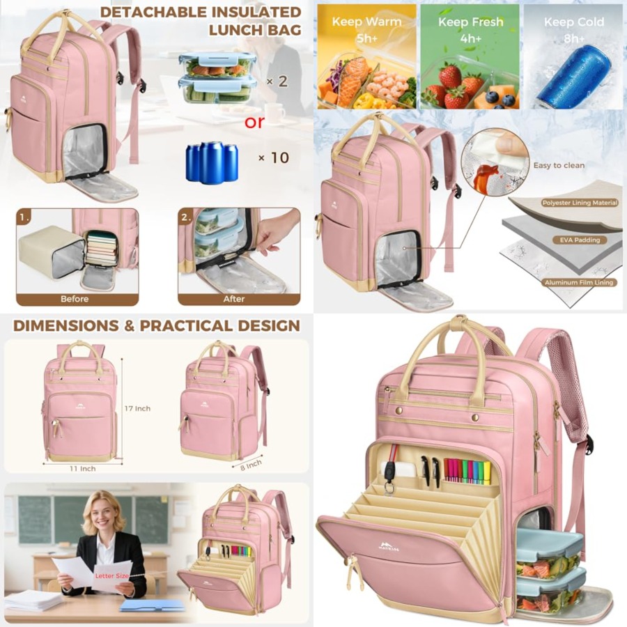 Lunch Backpack for Women, Teac - Laptop Backpack 15.6 avaliação e preço