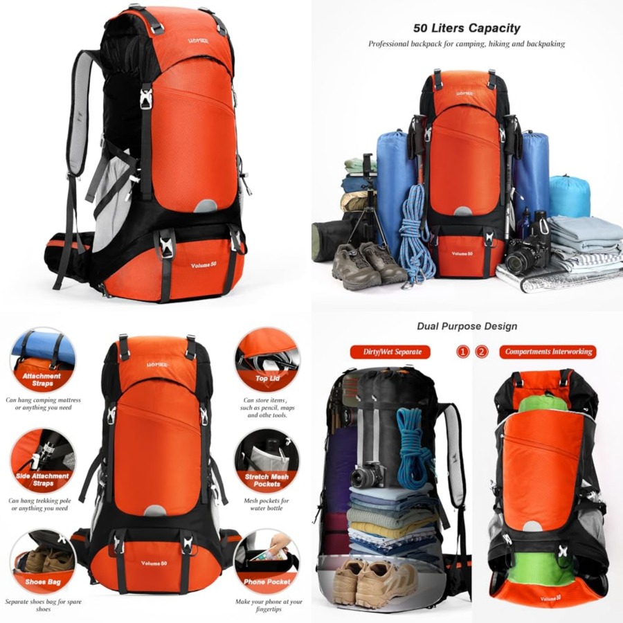 50L Hiking Backpack Travel Bag - Hiking Backpack Waterproof avaliação e preço