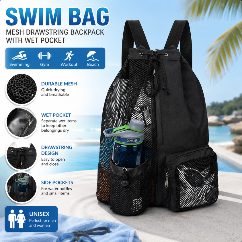 Drawstring Beach Storage Bag M - Drawstring Gym Bag avaliação e preço