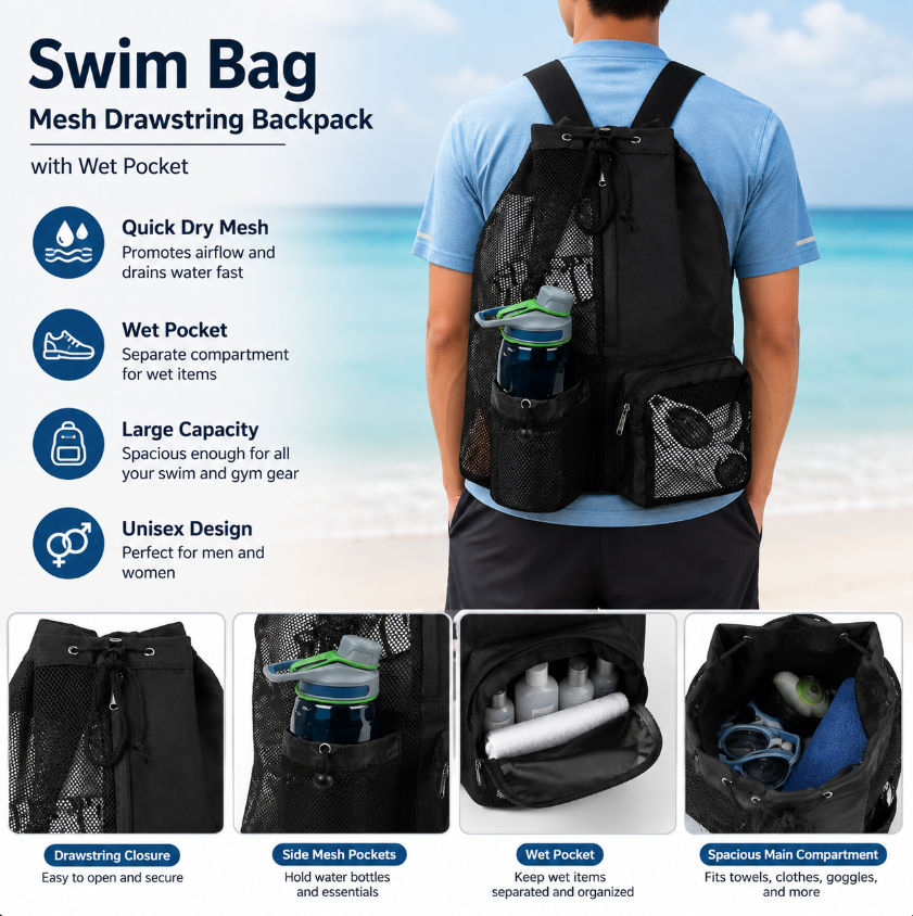 Drawstring Beach Storage Bag M - Drawstring Gym Bag avaliação e preço
