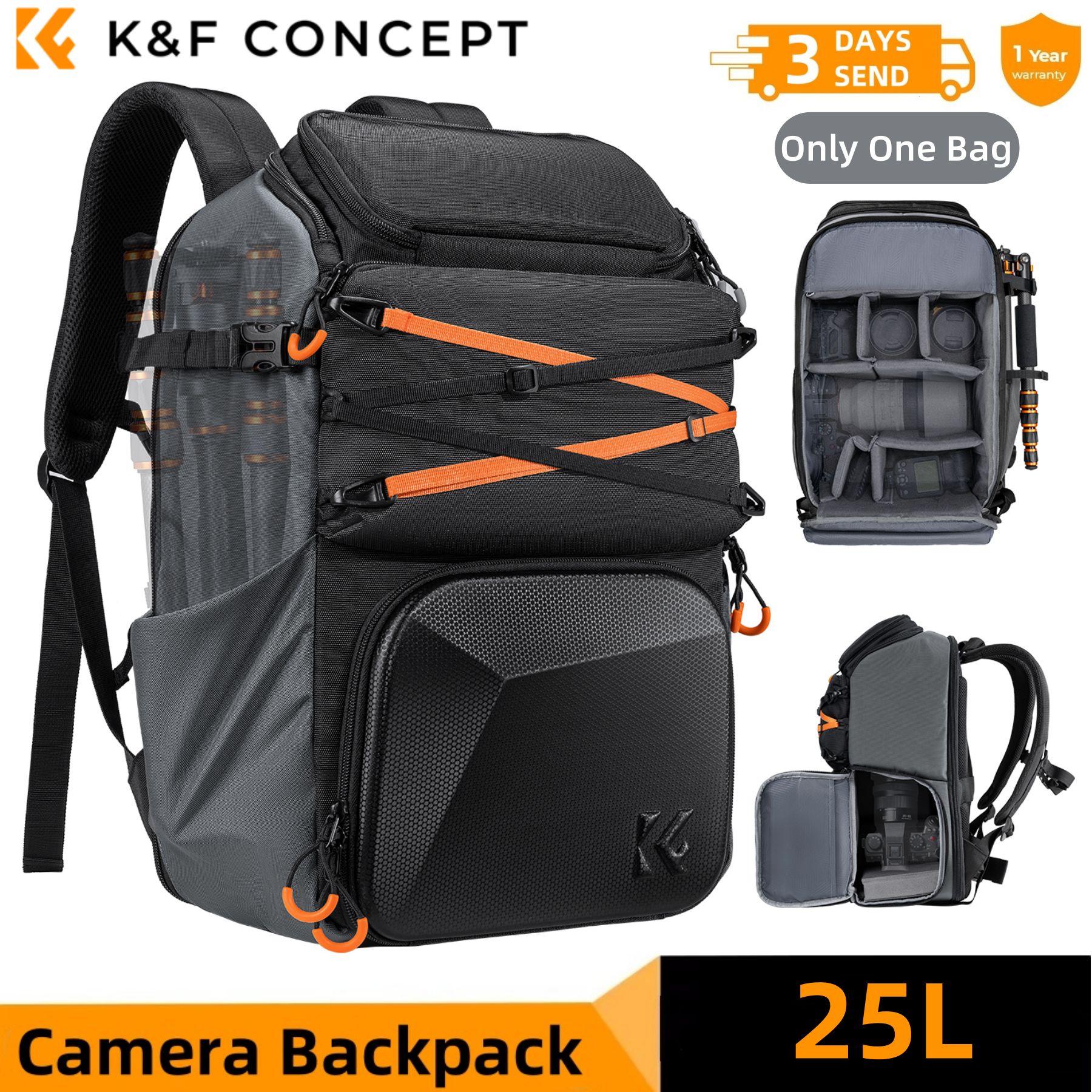 K&F CONCEPT 25L Outdoor Camera - Rain Cover Backpack avaliação e preço
