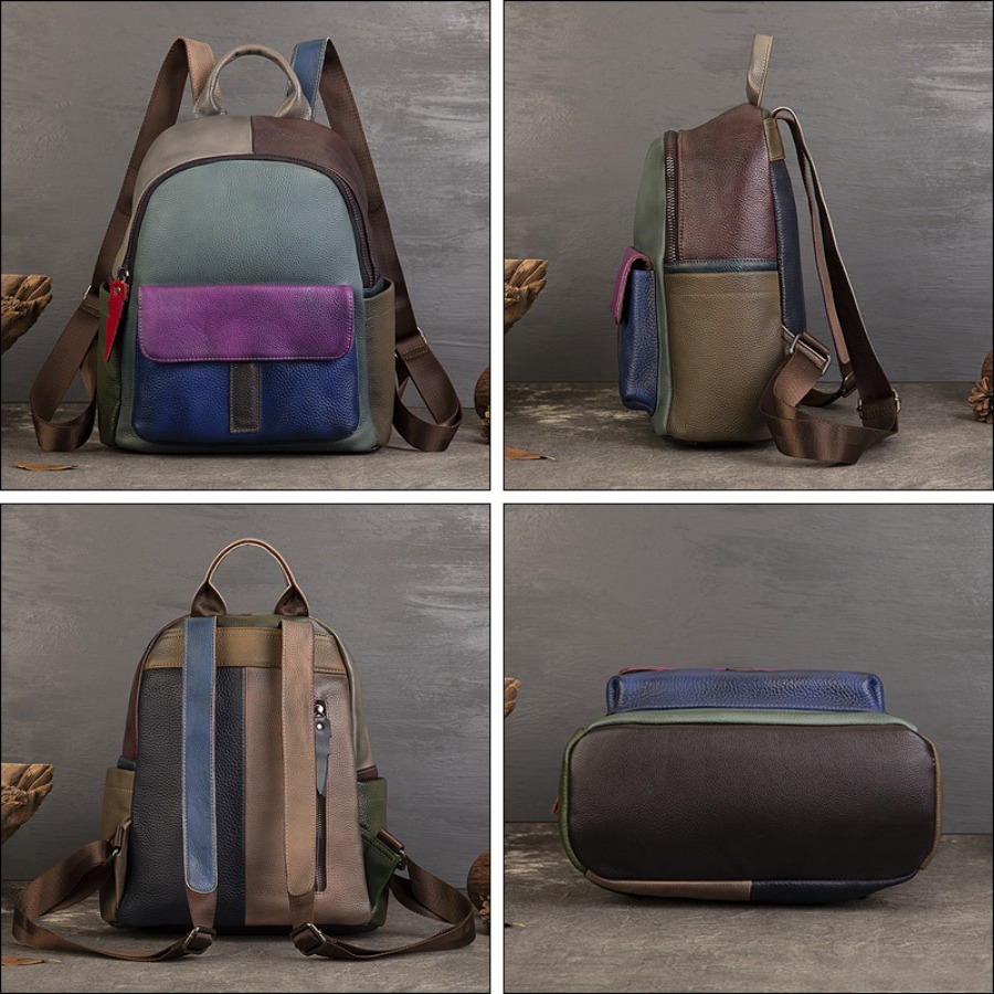 【New Arrival】 Vintage Color Bl - Leather Backpack Vintage avaliação e preço