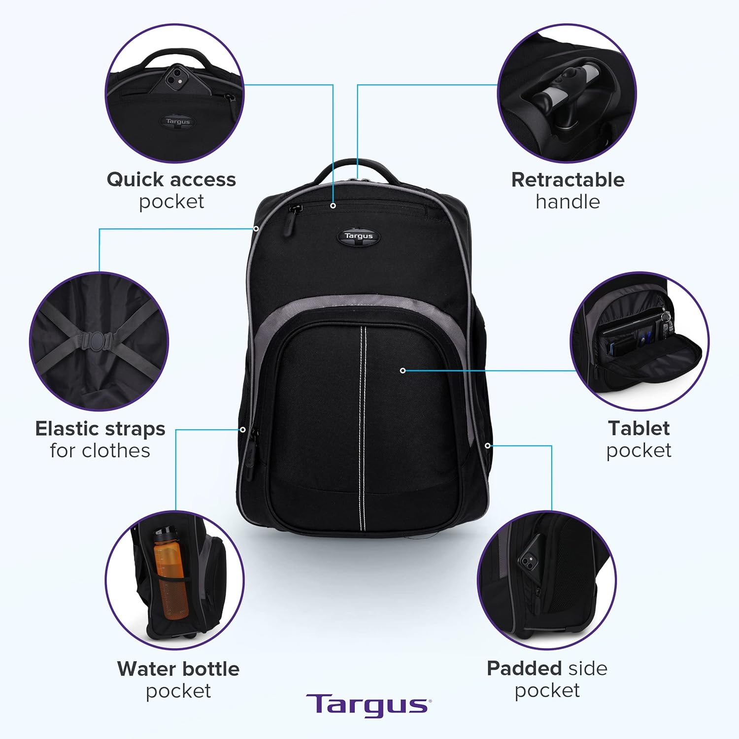 16 Inch Rolling Backpack with  - Laptop Sleeve Removable avaliação e preço