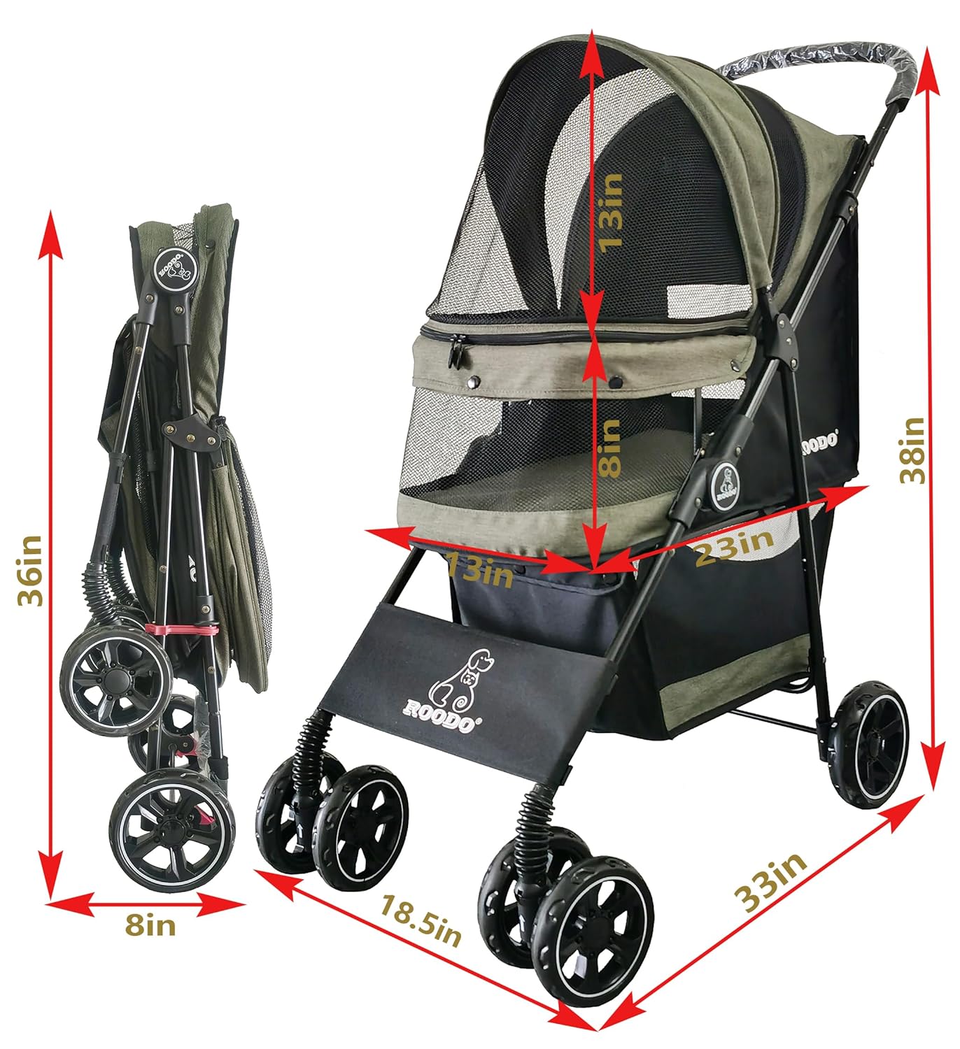 4 Wheel Dog Cat Pet Stroller,  - Foldable Backpack Small avaliação e preço