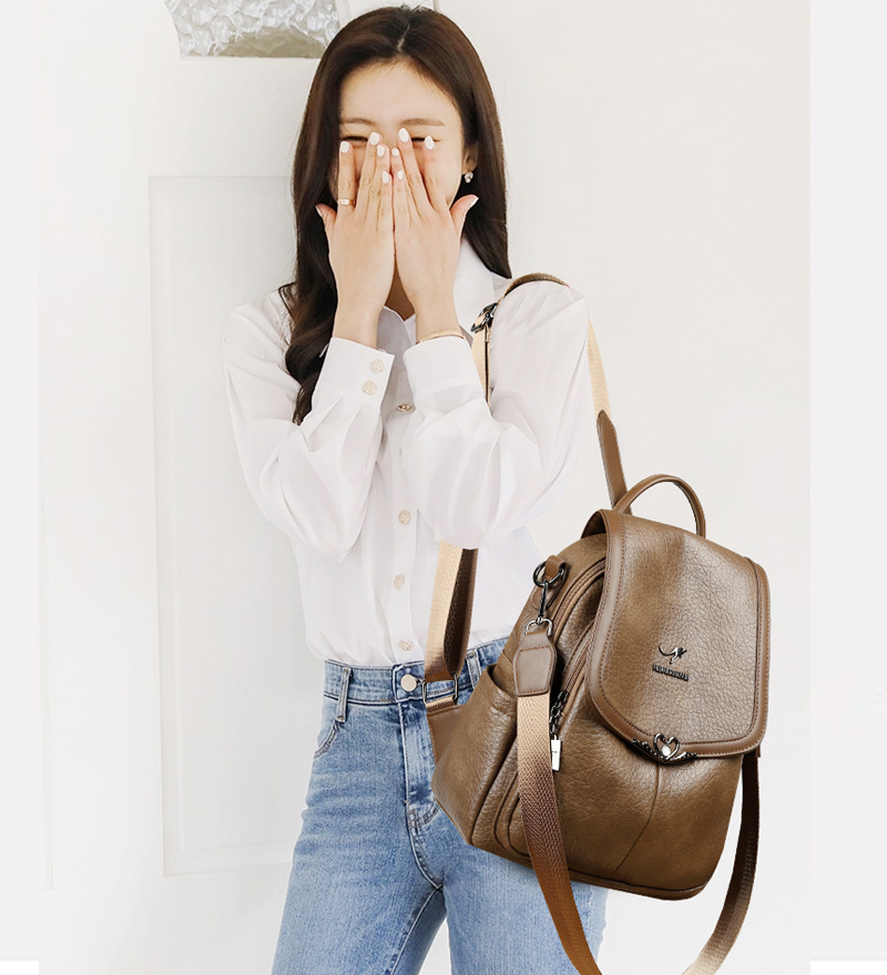 2026 new Ladies Bookbag Rucksa - Leather Backpack Vintage avaliação e preço