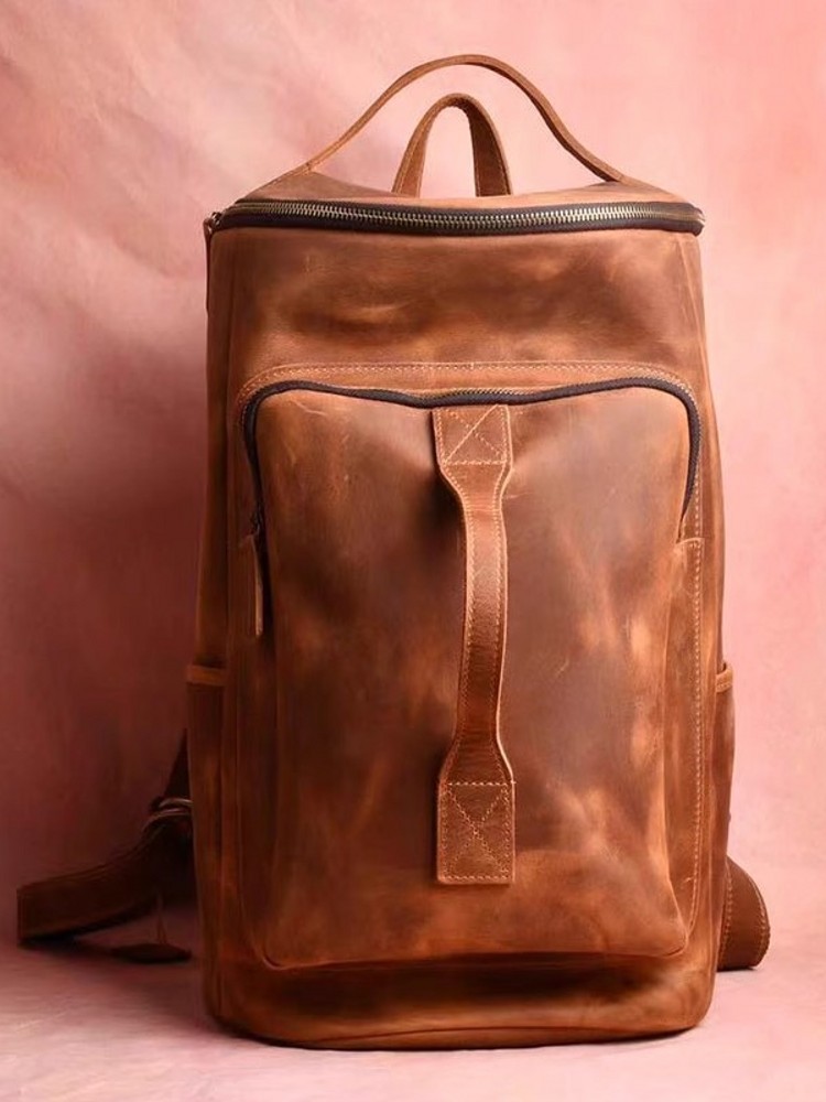 Handmade Mens Large Capacity T - Leather Backpack Vintage avaliação e preço