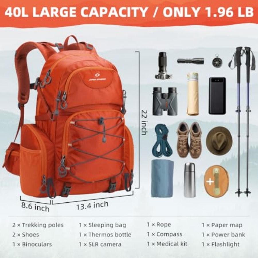 Hiking Backpack, 40L Waterproo - Hiking Backpack Waterproof avaliação e preço