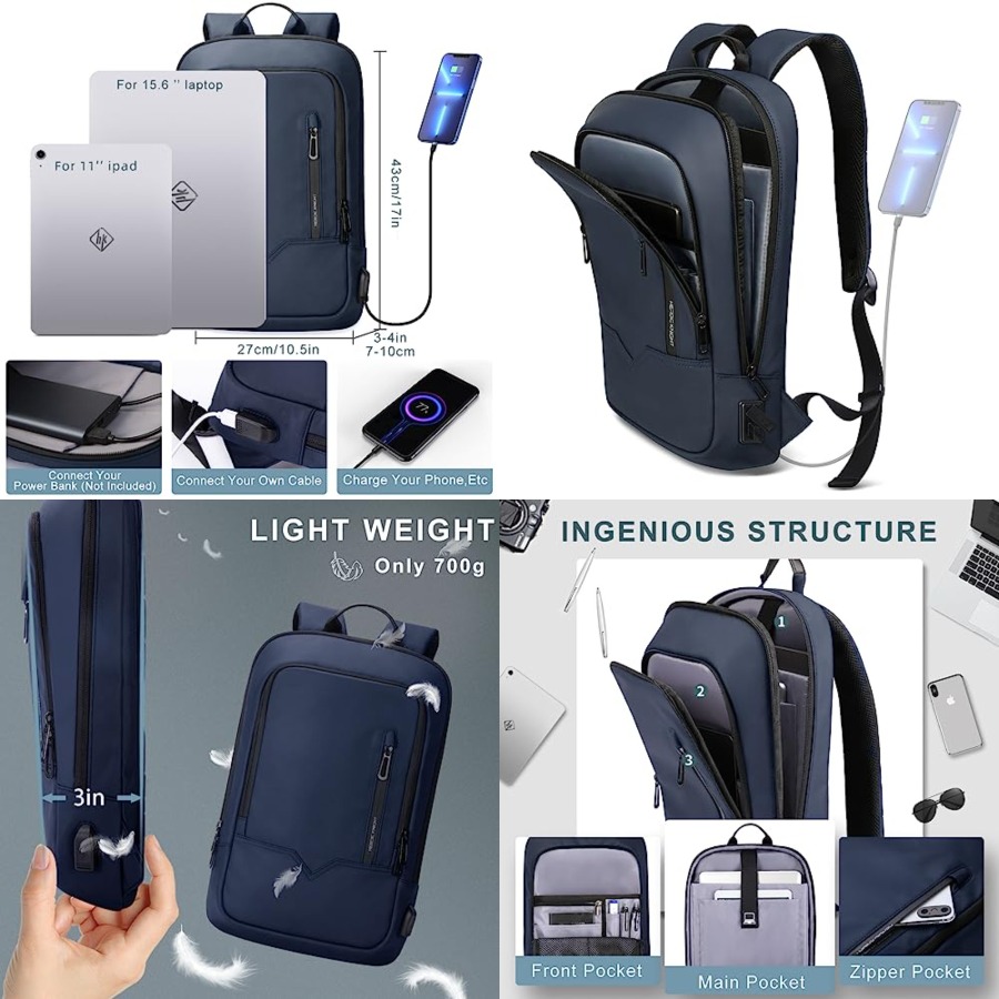 Backpack for Men Business Slim - Travel Backpack Anti Theft avaliação e preço