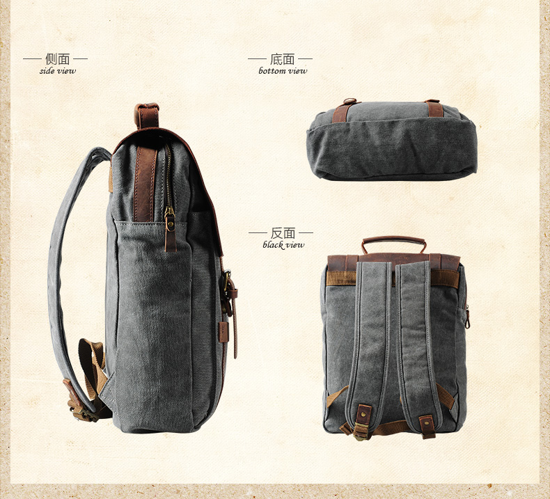 Fashion Male Backpack Leather  - Rucksack Military Style avaliação e preço