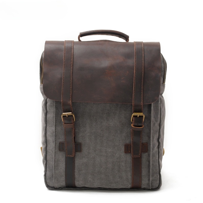 Military Canvas Leather Backpa - Rucksack Military Style avaliação e preço