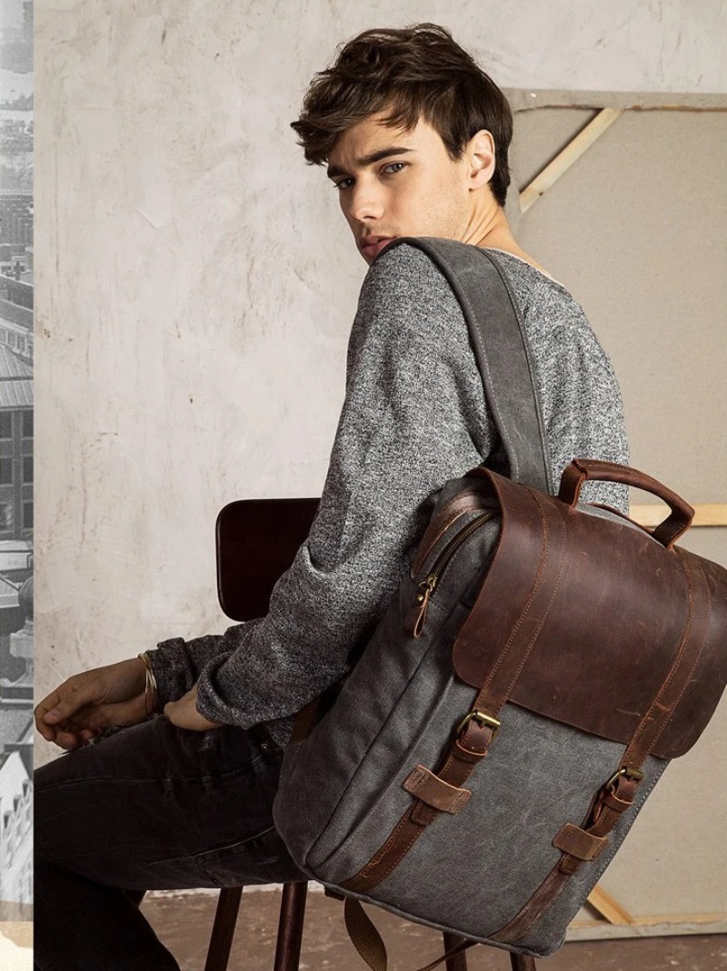 Military Canvas Leather Backpa - Rucksack Military Style avaliação e preço