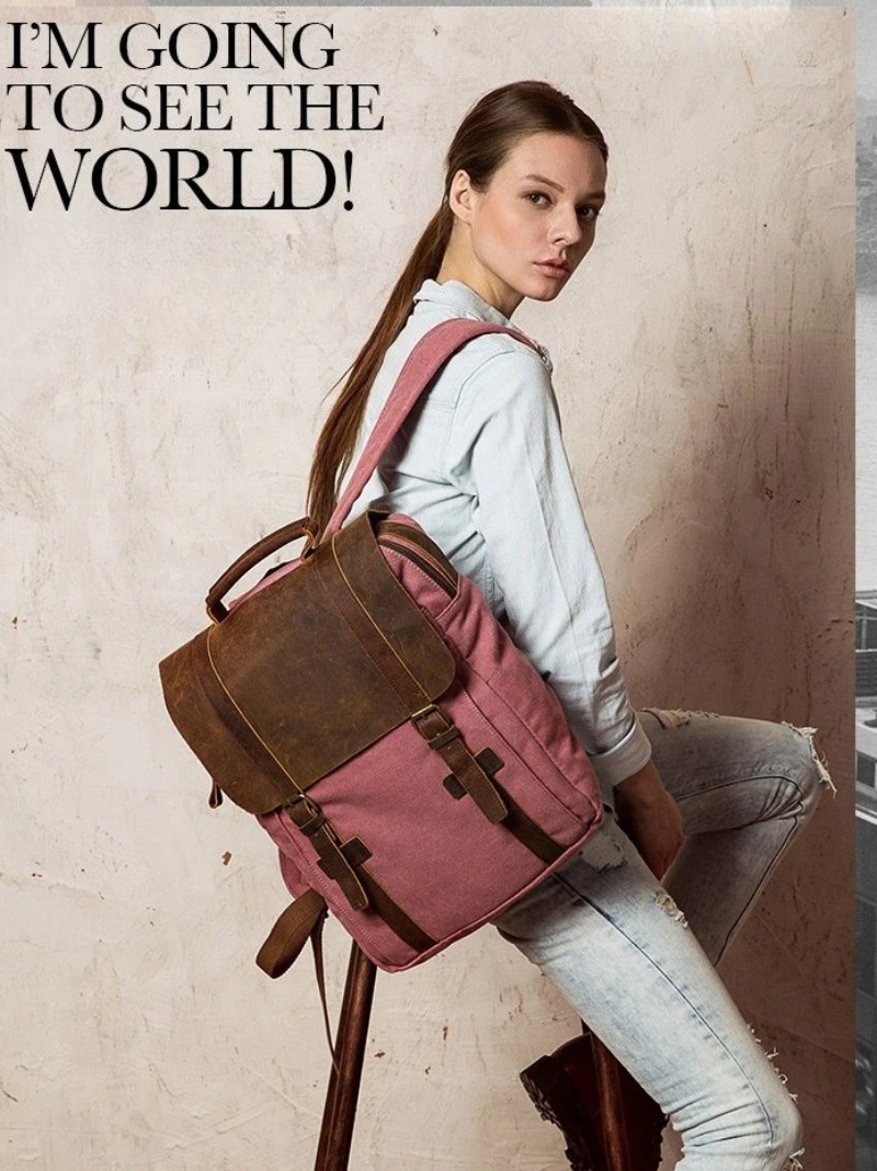 Military Canvas Leather Backpa - Rucksack Military Style avaliação e preço