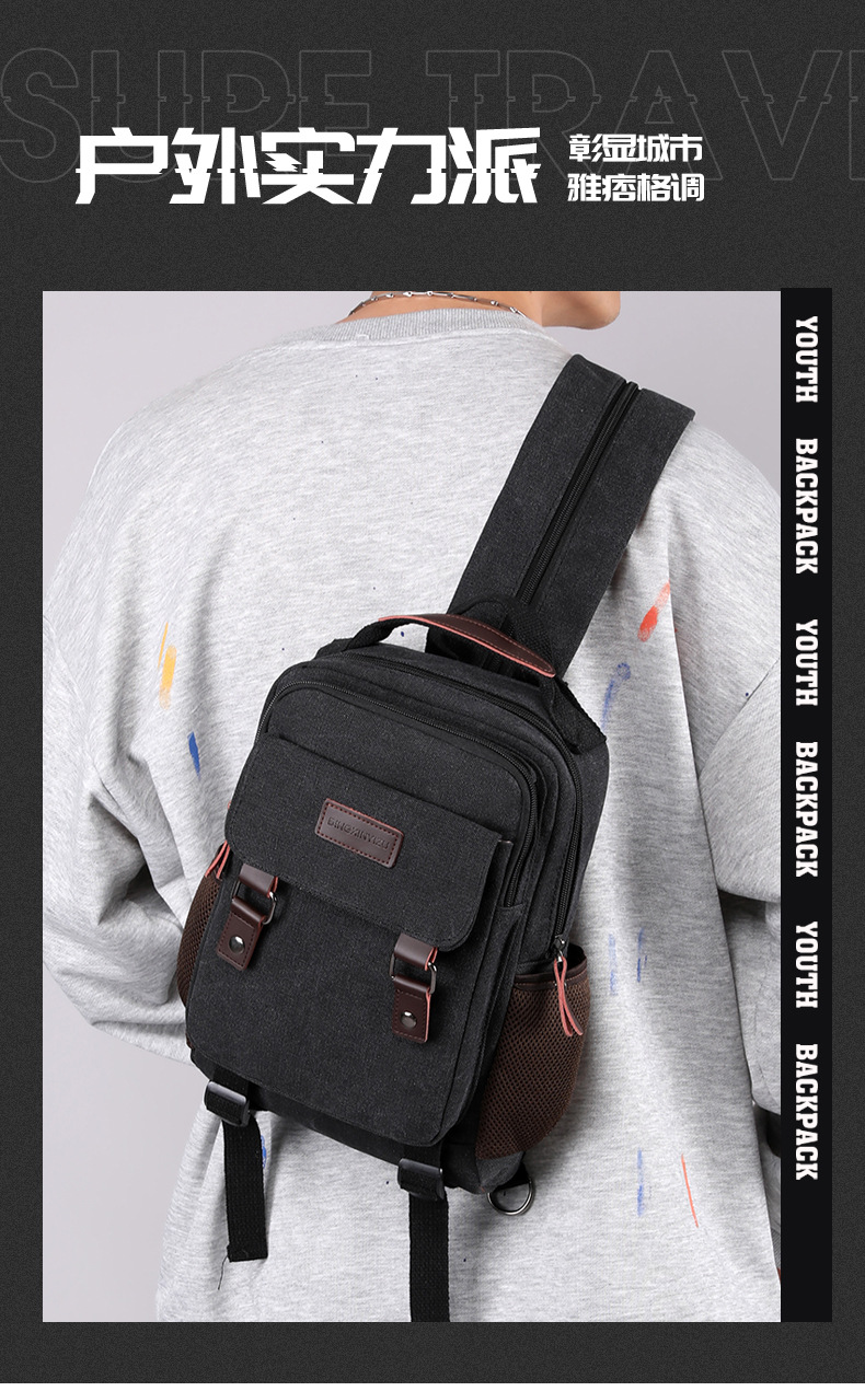 New Canvas Chest Bag Men Large - Canvas Backpack Casual avaliação e preço