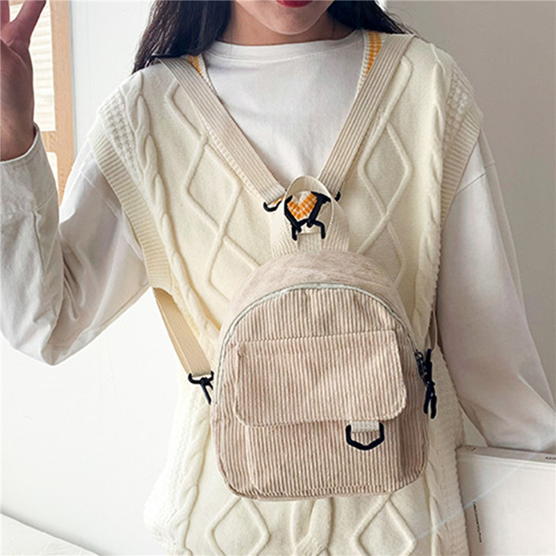 Solid Color Mini Backpack Cord - Fashion Backpack Women avaliação e preço