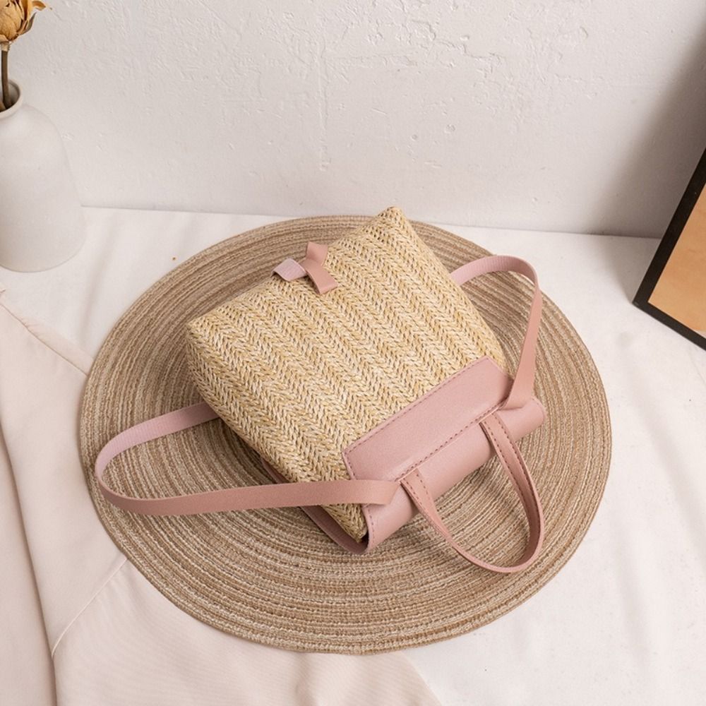 Fashion PU Leather Straw Backp - Leather Backpack Vintage avaliação e preço