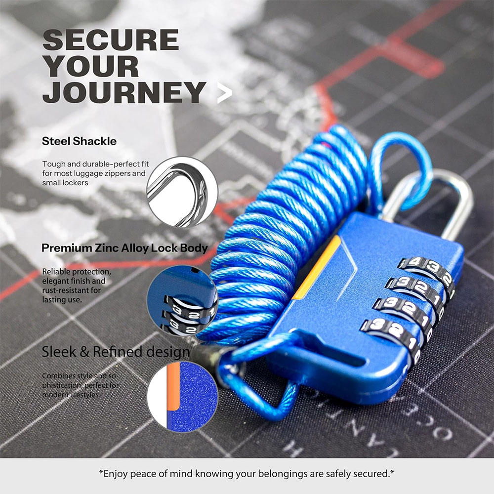 4 Digit Combination Padlock wi - Travel Backpack Anti Theft avaliação e preço