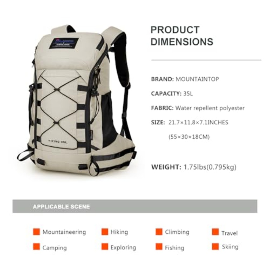 35L Hiking Backpack, Lightweig - Rain Cover Backpack avaliação e preço